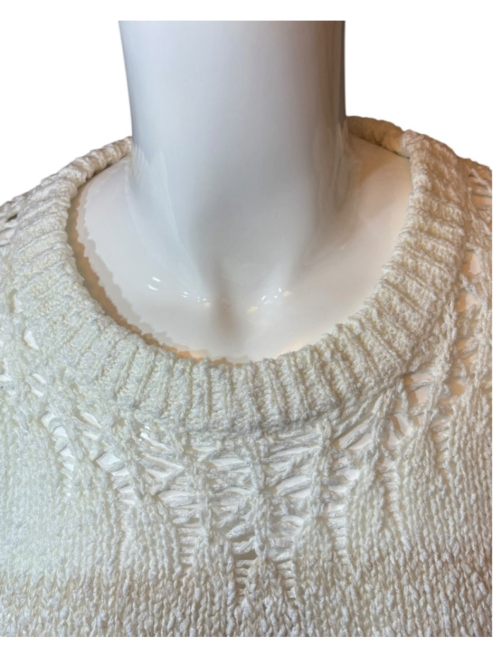 Heartloom Cream Textured Knit Sweater, L, Openwork Coastal Neutral - Picture 3 of 16